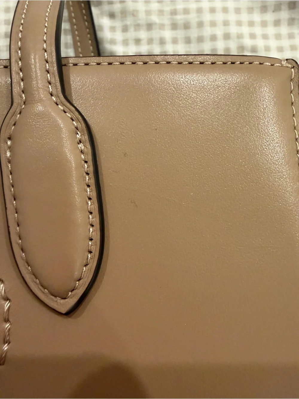 Coach Beige Leather Satchel with Raised 'C' Logo